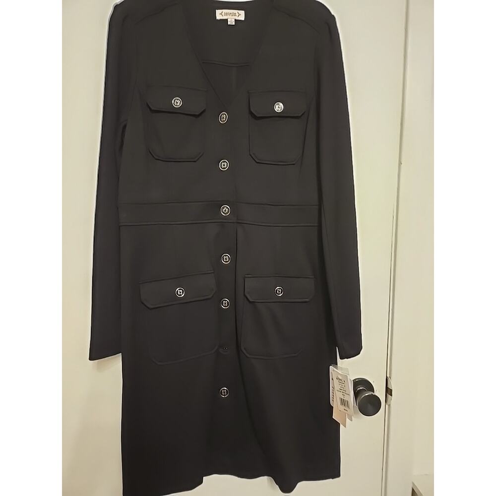 Nanette Lepore Button Down Shirt Dress Sz 10 Workwear Gothic Basic Black NWT